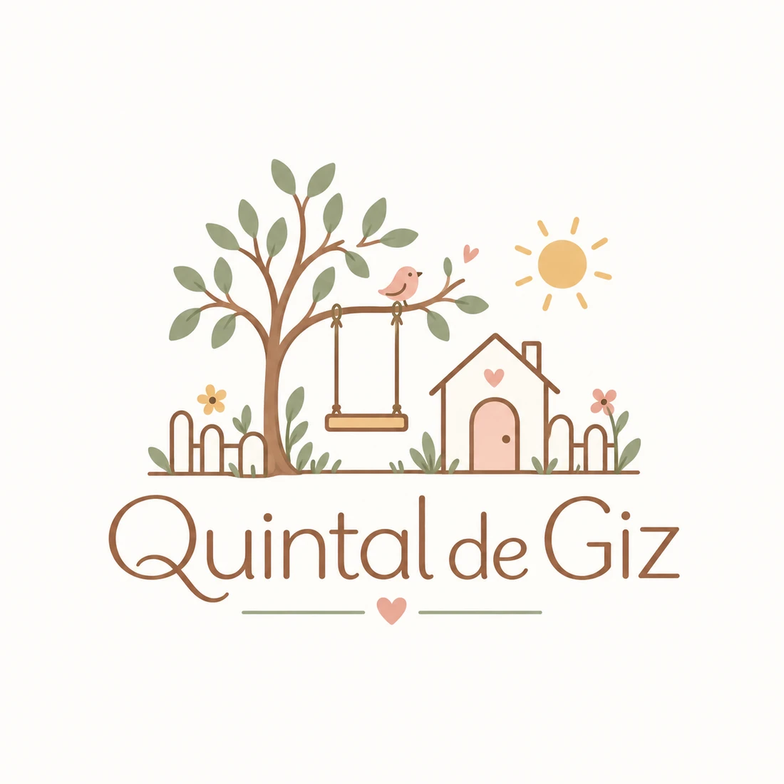 Quintal de Giz: árvore com balanço, casinha e sol